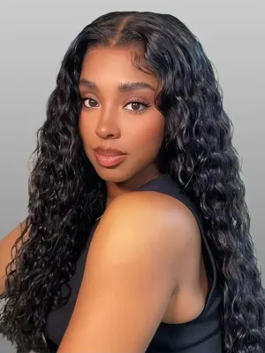Loose Wave V Part Wig Synthetic Half Wigs for Black Women Curly U Part WIg Soft As Human Hair 180% Density Glueless V Shape Wig Beginner Friendly (#1B, 20 Inch)