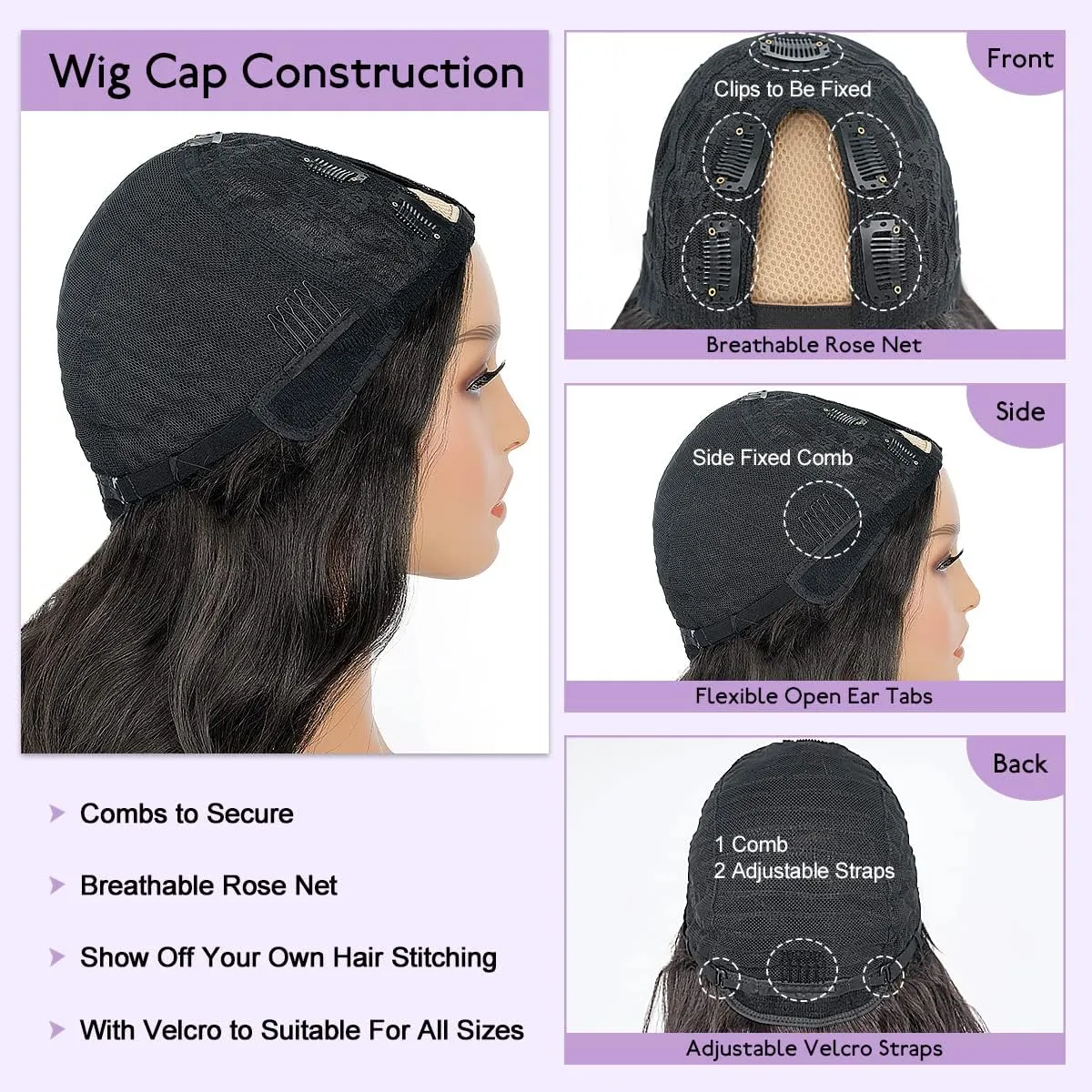 Loose Wave V Part Wig Synthetic Half Wigs for Black Women Curly U Part WIg Soft As Human Hair 180% Density Glueless V Shape Wig Beginner Friendly (#1B, 20 Inch)
