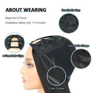 Loose Wave V Part Wig Synthetic Half Wigs for Black Women Curly U Part WIg Soft As Human Hair 180% Density Glueless V Shape Wig Beginner Friendly (#2, 24 Inch)
