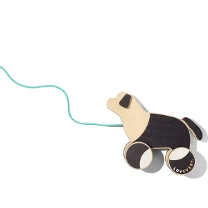 LOVEVERY |The Pull Pup | Wooden Push Pull Toy, Black/White/Natural Wood, Sustainable Toy for Toddler, Ages 18  Months