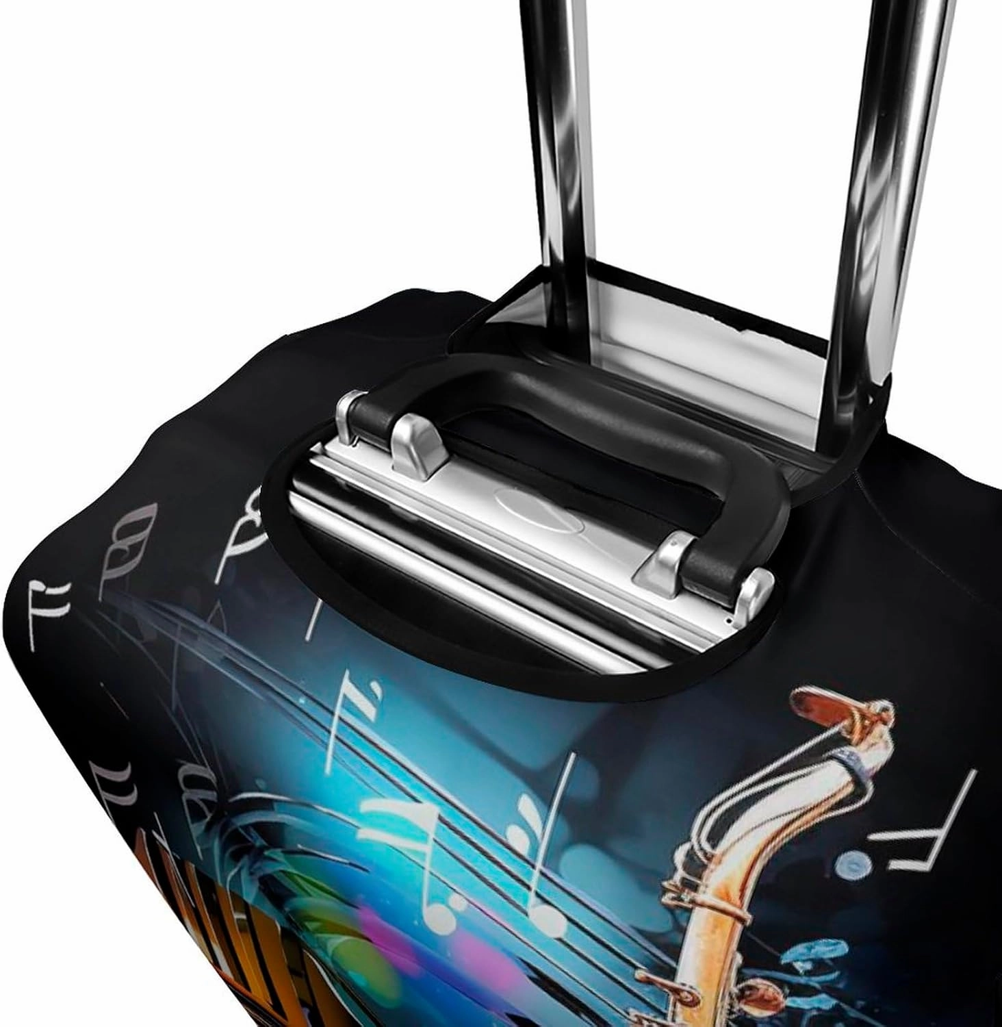 Luggage Cover for Travel, Saxophone And Piano Fashion Luggage Covers, Washable Stretch Suitcases Protector Fits 19-32 Inch Luggage M