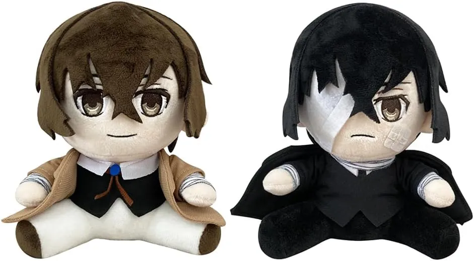 LUNK 2pcs Dazai Osamu Soft Figure Anime Pillow Stuffed Animal Throw Pillow 20cm Portability Decorative Pillow Sofa Decoration Cushion Room Accessories