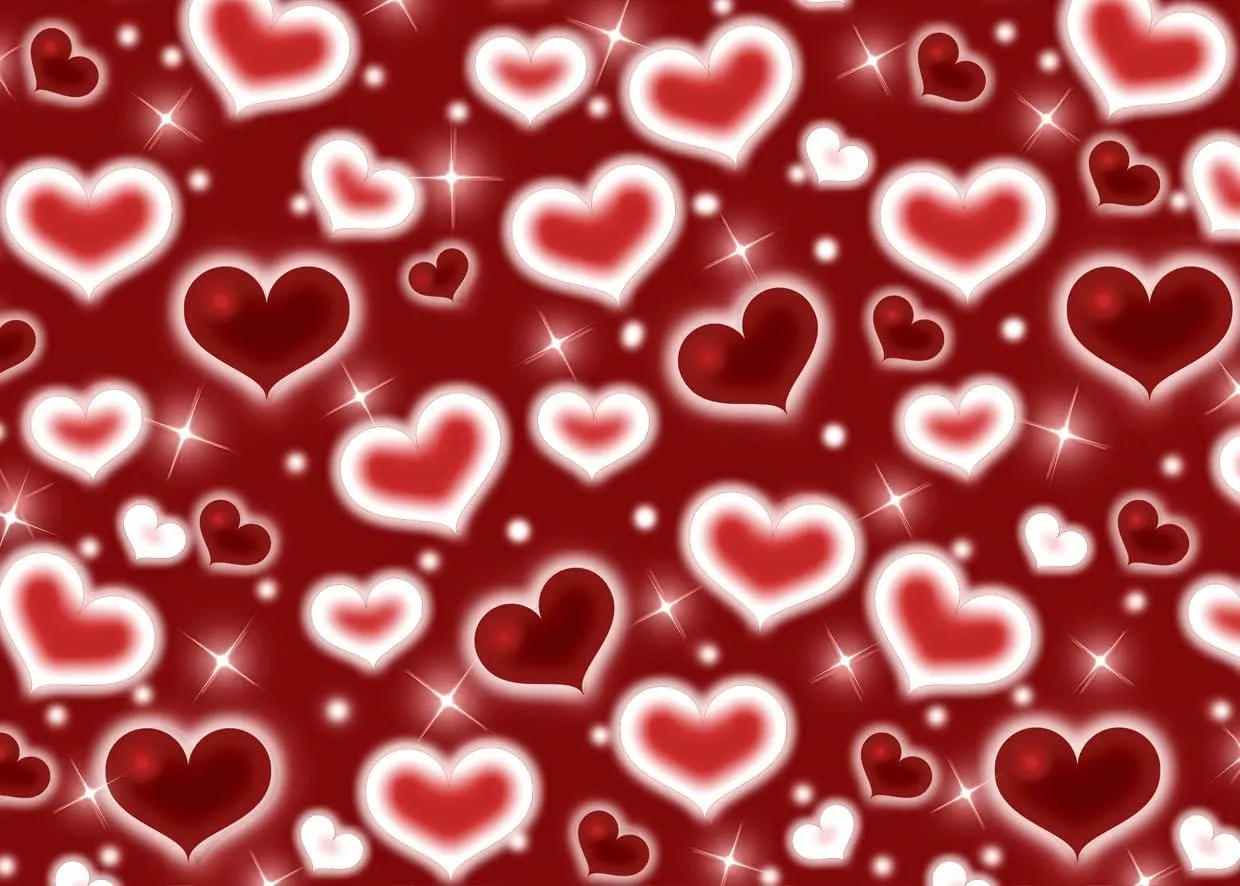 LYCGS 8x8ft Red Heart Backdrop 90s Backdrops for Photoshoot Valentines Decor Banner Birthday Props X-91