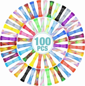 Macarrie 100 Pieces Marble Mesh Fidget Toy Stress Relieve Fidget Toy for Anxiety Sensory Quiet Marble Sensory Toys Silent Toys for School Office ADHD Add OCD Autism Gifts(Vivid Style)