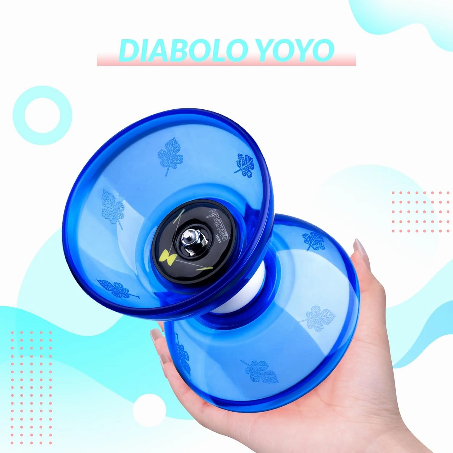 MAGICYOYO Pro Triple Bearing Diabolo Small Size 4” Chinese Yoyo Toy with 2 Pairs Carbon Sticks  2 Extra Strings  1 Net Bag, High Performance Chinese Yoyo Diabolo Skill Toy (Blue)