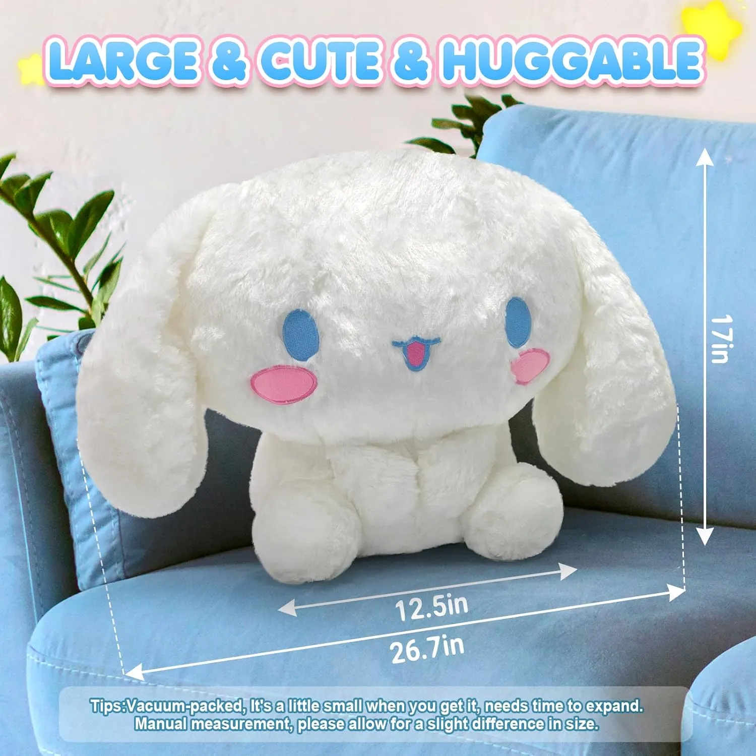 Maikerry 17 in Plush Toys, Kawaii Anime Dog Stuffed Animals Pillow Accessories, Giant Cartoon Plush Figure Toy for Girls Fans Birthday Party Present (Fun)