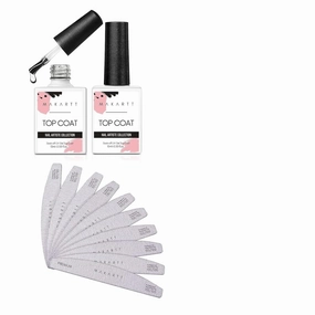 Makartt Nail Files 100 100 Grit with Gel Top Coat Kit Bundle, Zebra Nail Files 100 100 Grit for Acrylic Nails Poly Nail Gel Emery Boards, Soak Off UV LED Gel Nail Polish Top Coat