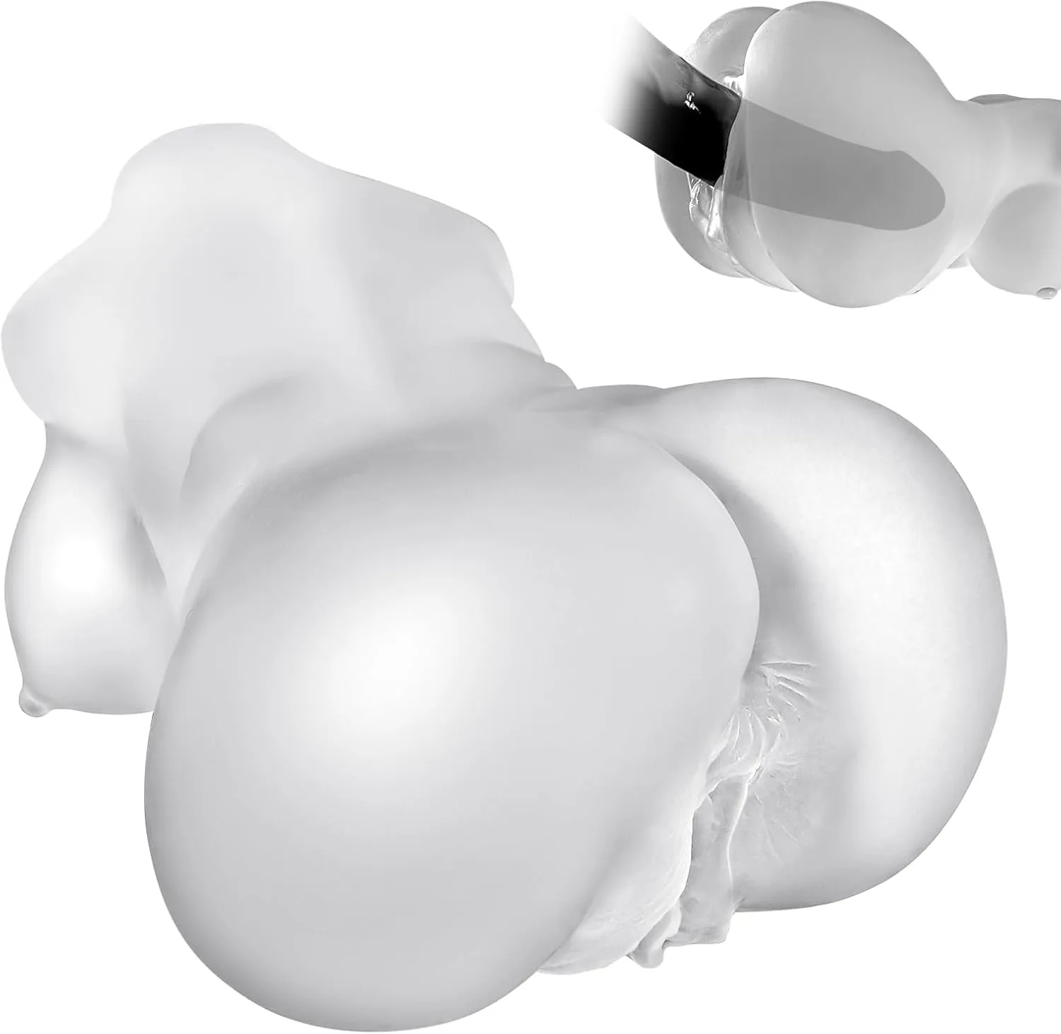 Male Masturbator BBW Sex Doll, 2.2LB Pocket Pussies Sex Toy for Men, 2 in 1 Male Adult Toys with Realistic Textured Vagina Anal Channels, Transparent Sex Dolls Big Ass Clear Pussy for Men Masturbation