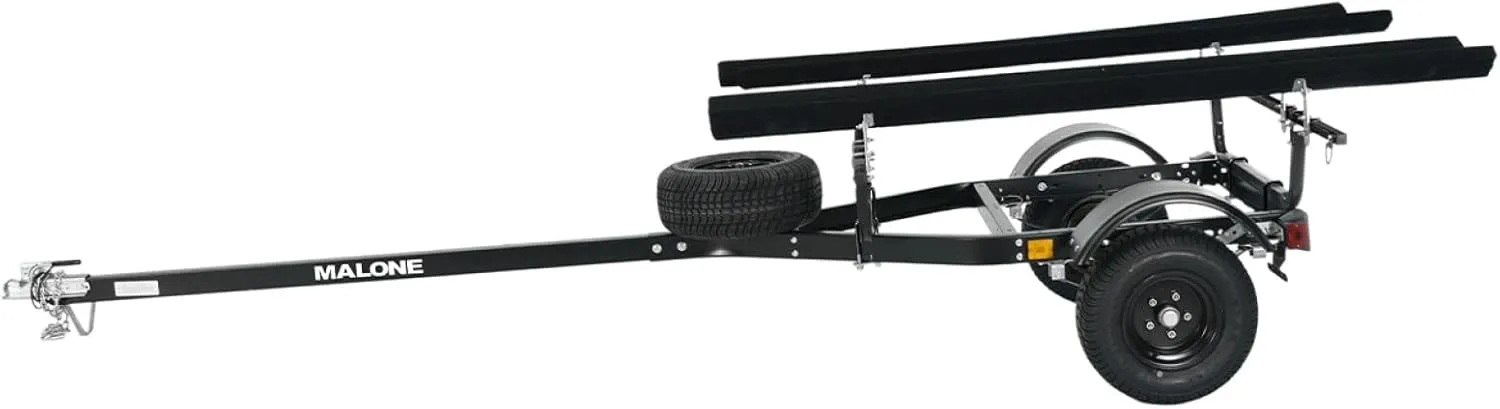 Malone MPG441B2-BLK MicroSport Off-Road 2 Kayak Trailer with 2 Bunk Kayak Carriers & Spare Tire | 20' / 800 lbs Capacity | Fully Submersible | Black Powder Coat Finish