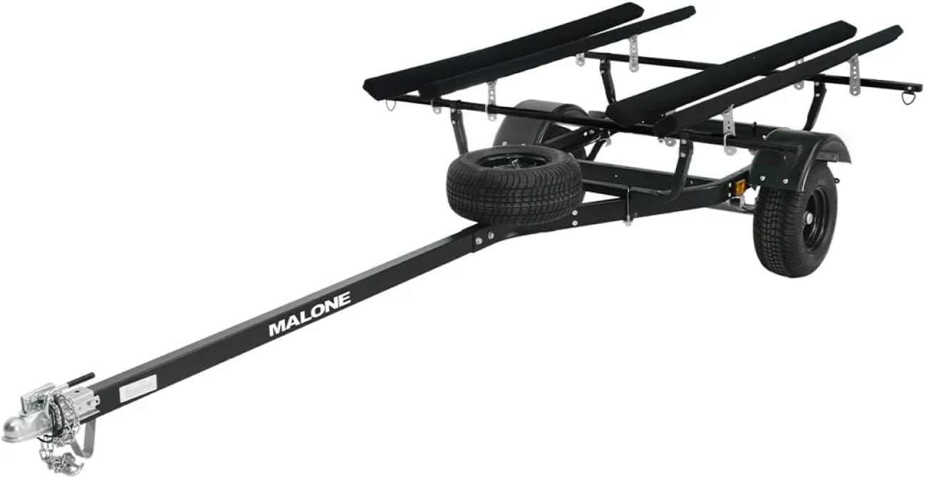 Malone MPG441B2-BLK MicroSport Off-Road 2 Kayak Trailer with 2 Bunk Kayak Carriers & Spare Tire | 20' / 800 lbs Capacity | Fully Submersible | Black Powder Coat Finish
