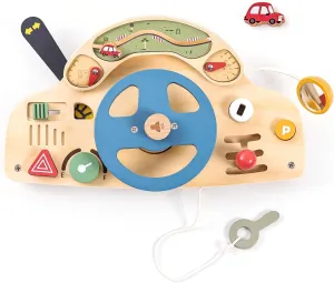 Mamimami Home Montessori Busy Board Toddler Wooden Steering Wheel Toy Kids Sensory Toys for Toddlers 1-3