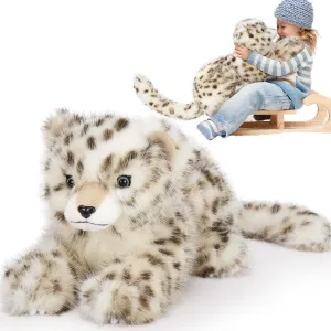 MaoGoLan 35 inch Snow Leopard Stuffed Animal Giant Leopard Toy for Kids, Realistic Plush Safari Animals Cheetah Lion Tiger, Christmas Easter Valentine's Day Birthday Gift