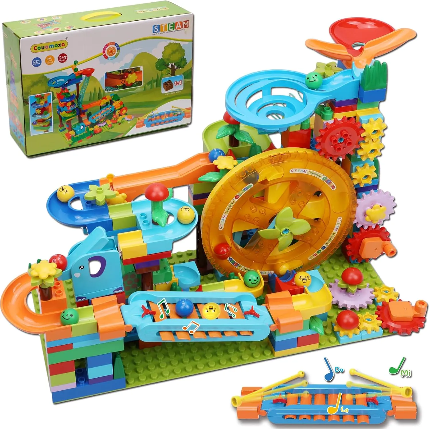 Marble Run Building Blocks Kid Toys Ages 4-8,Montessori Education Preschool Learning STEM Toys for 3 4 5 6 8 Year Old Boys and Girls Christmas Birthday Gifts,Puzzle Marbles Track for Kids Games