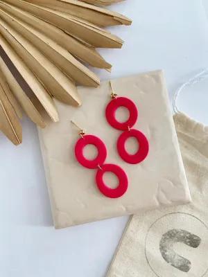 Margo in Red, Clay Earrings