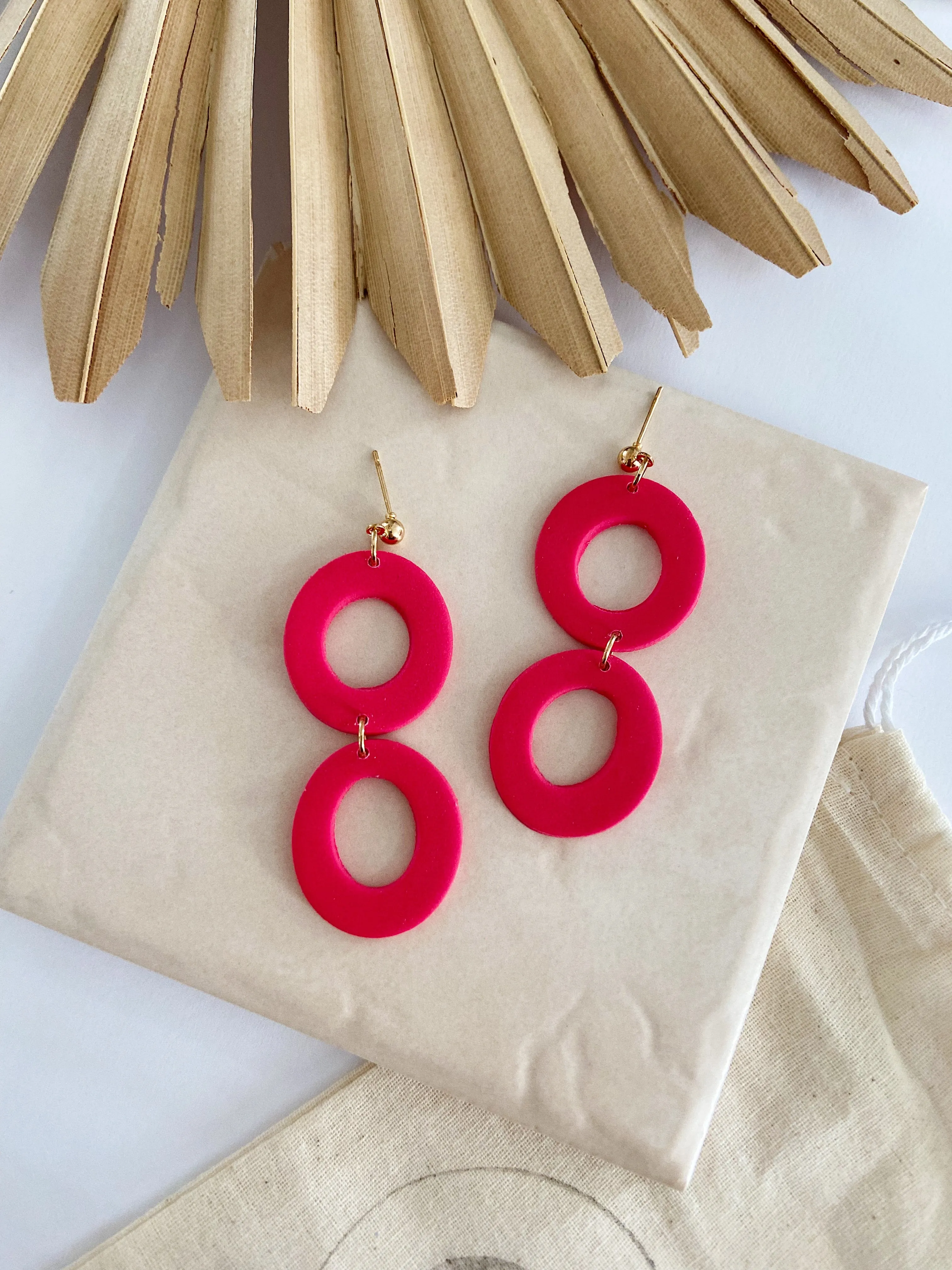 Margo in Red, Clay Earrings
