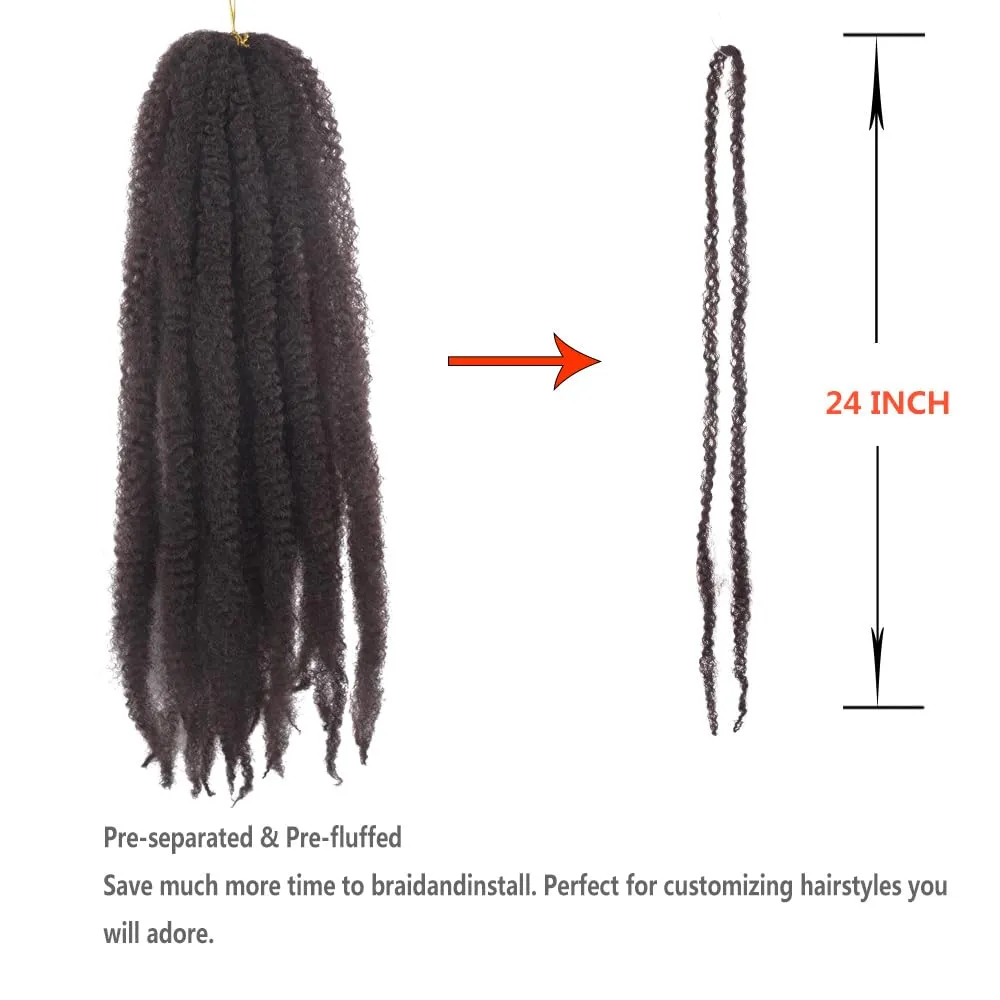 Marley Crochet Braids Hair 24 Inch 8 Packs Afro Kinky Marley Twist Braiding Hair Synthetic Curly Twist Marley Hair Long Springy Afro Twist Hair Extensions (4#, 24 Inch (Pack of 8))