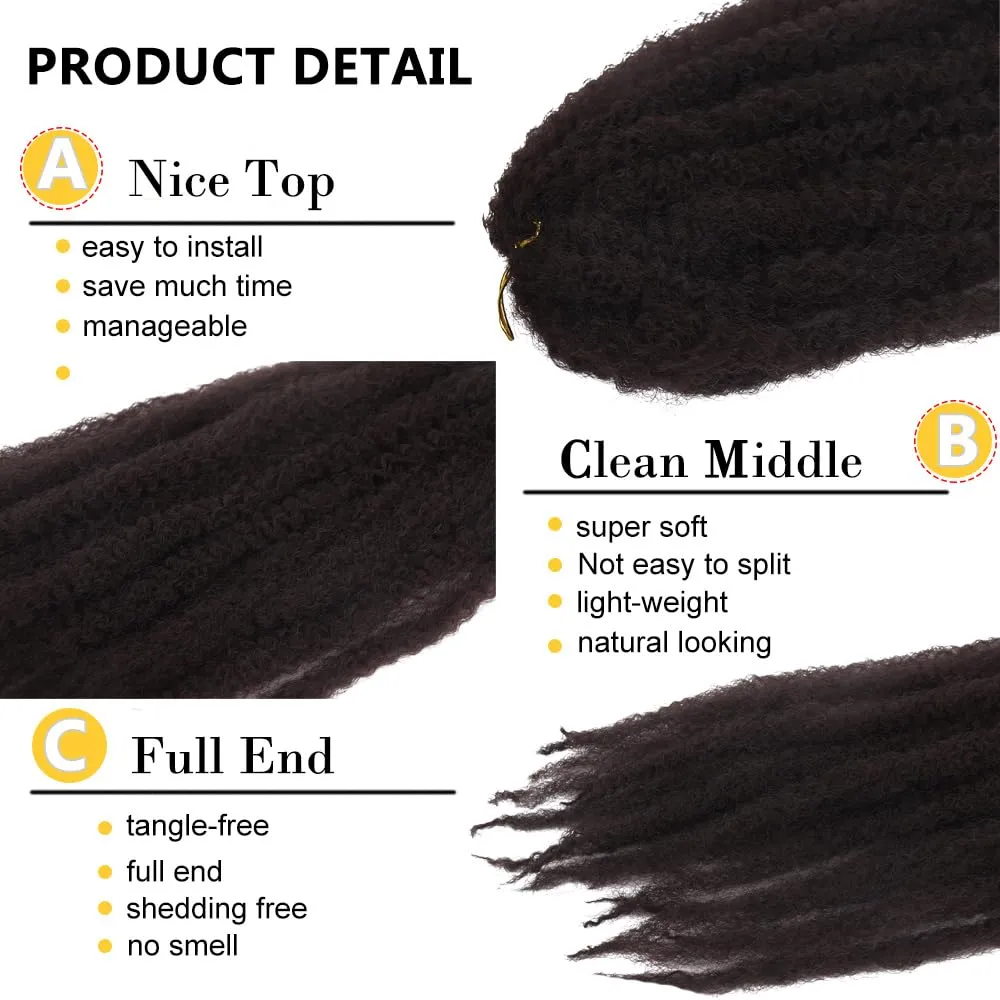 Marley Crochet Braids Hair 24 Inch 8 Packs Afro Kinky Marley Twist Braiding Hair Synthetic Curly Twist Marley Hair Long Springy Afro Twist Hair Extensions (4#, 24 Inch (Pack of 8))