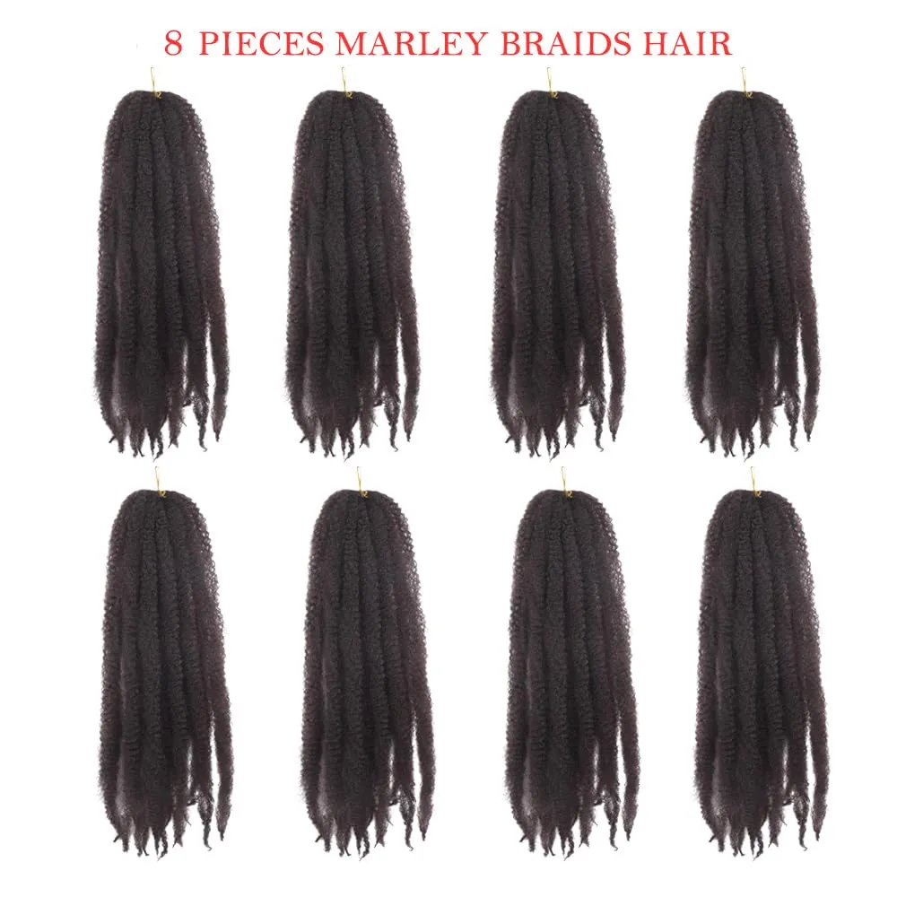 Marley Crochet Braids Hair 24 Inch 8 Packs Afro Kinky Marley Twist Braiding Hair Synthetic Curly Twist Marley Hair Long Springy Afro Twist Hair Extensions (4#, 24 Inch (Pack of 8))