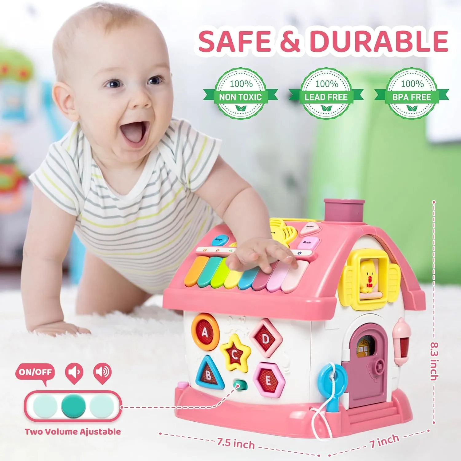 Marstone Toddler Toys for 1 Year Old Girl Gifts: First 1st Birthday Gifts for Girls and Boys, 8-in-1 Musical Learning House Montessori Baby Toys 6-12 12-18 Months, Educational Toddler for Ages 0-2