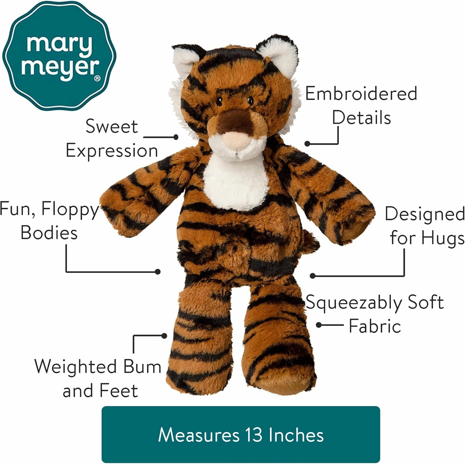 Mary Meyer Marshmallow Zoo Stuffed Animal Soft Toy, 13-Inches, Tiger