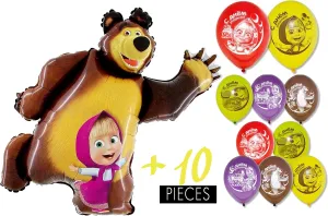 Masha and the Bear Foil 1 10 pcs Colored Colorful Balloons Set for Birthday Happy Birthday Decoration Masha y el Oso