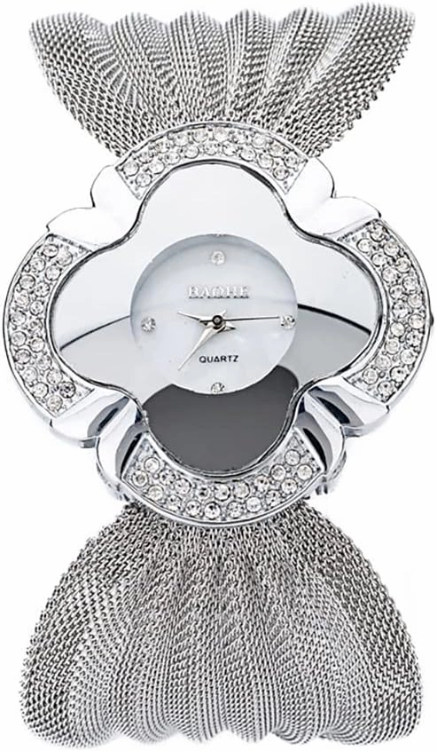 MASTOP Brand Fashion Women Unique Petal Shape Bracelet Quartz Watch Luxury Popular Diamond Butterfly Mesh Strap Watch Dress Watch Stainless