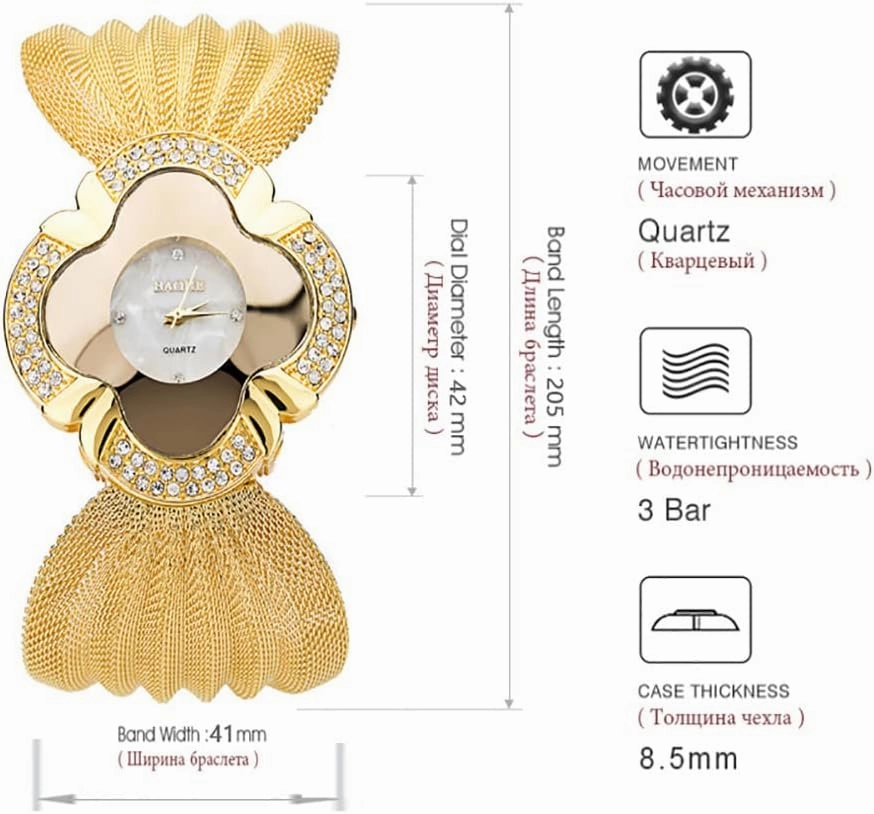 MASTOP Brand Fashion Women Unique Petal Shape Bracelet Quartz Watch Luxury Popular Diamond Butterfly Mesh Strap Watch Dress Watch Stainless
