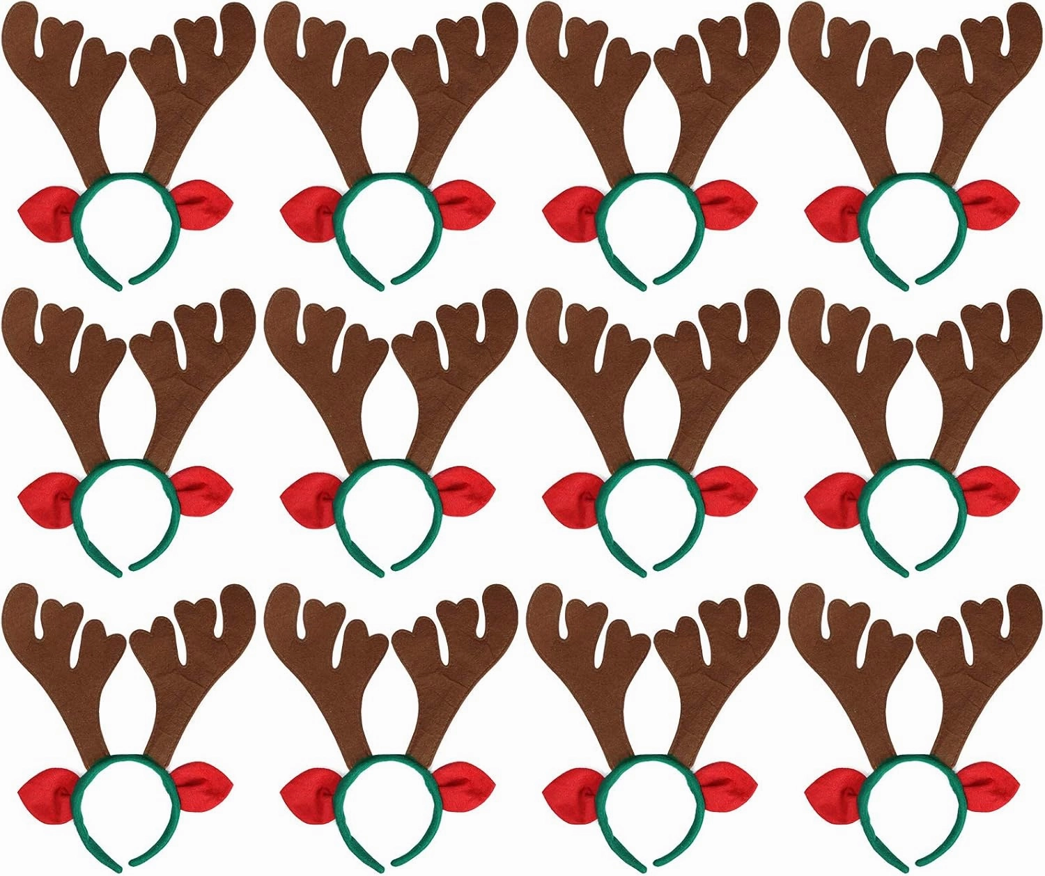 Max Fun 12Pcs Christmas Reindeer Antlers Headband Deer Antler Headbands for Christmas Holiday Photo Booth Props Kid's Party Favors