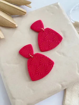 May in Red, Textured Clay Earrings