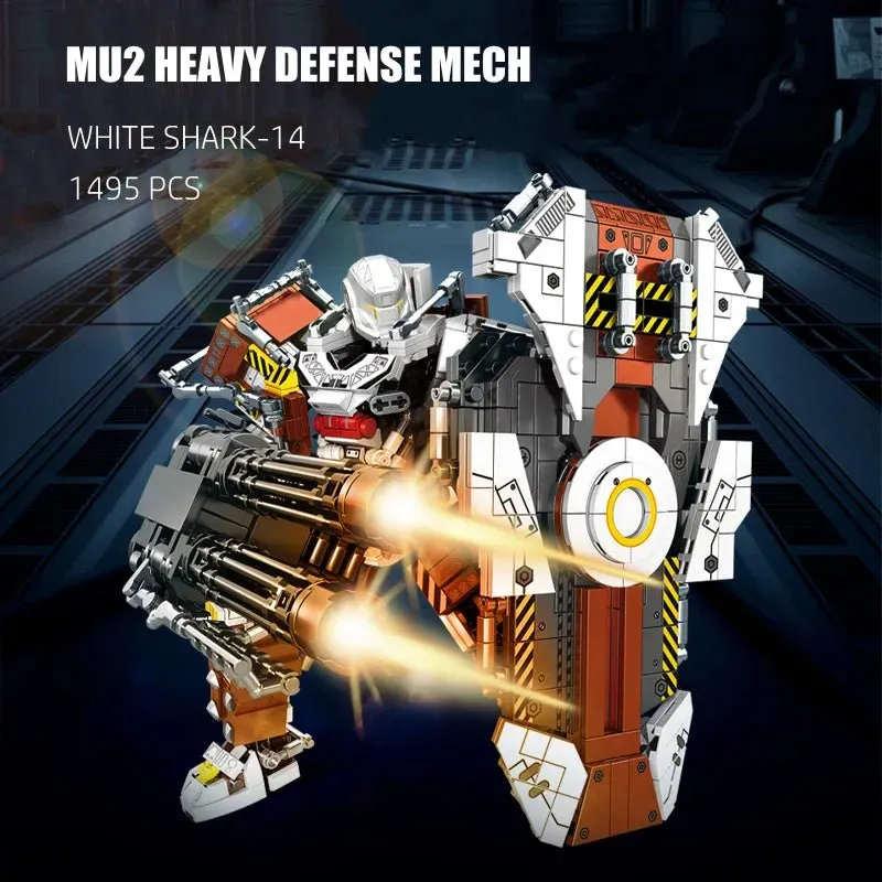 Mecha MU2 Heavy Defense White Shark Robot Bricks Toy 1495pcs