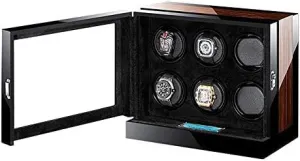 Mechanical Watch Shaker Automatic Watch Winder for 6 Watches Quiet Motor, with LCD Digital Display 5-Color LED Light Piano Paint Wooden