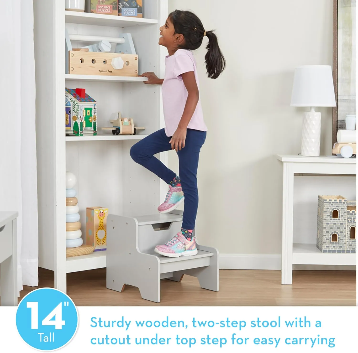 Melissa & Doug Kids Furniture Wooden Step Stool - Gray