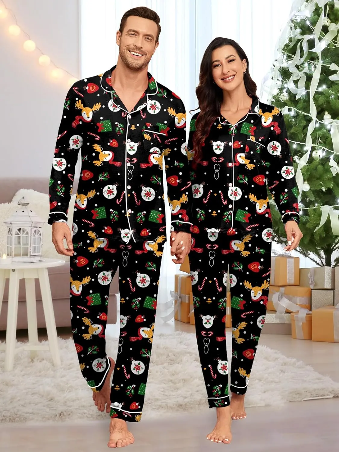 Men Modal Pajama Set Long Sleeve Pjs Button Down Sleepwear Soft Comfy Loungewear Sets 2 Piece Nightwear S-3XL