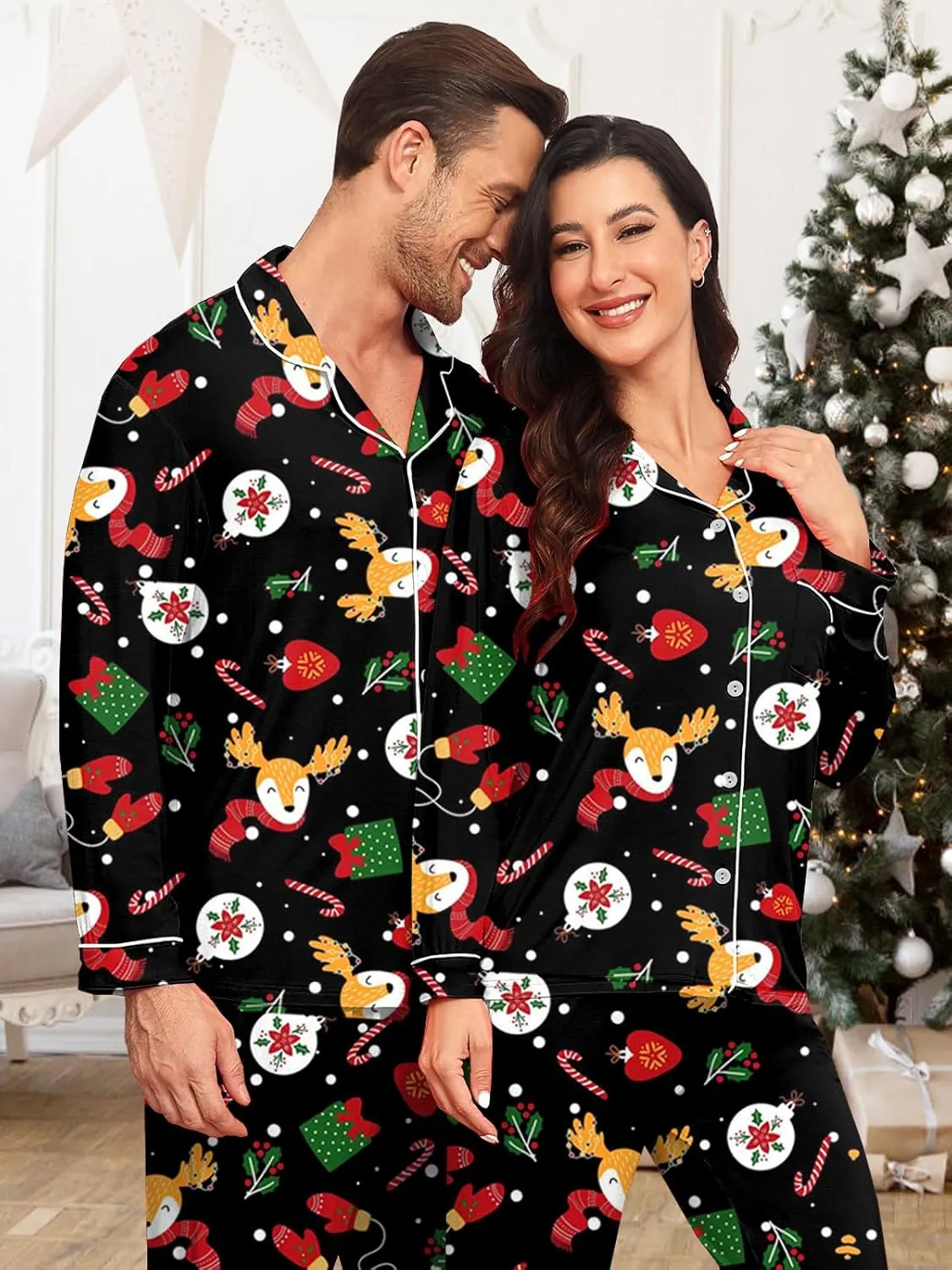 Men Modal Pajama Set Long Sleeve Pjs Button Down Sleepwear Soft Comfy Loungewear Sets 2 Piece Nightwear S-3XL