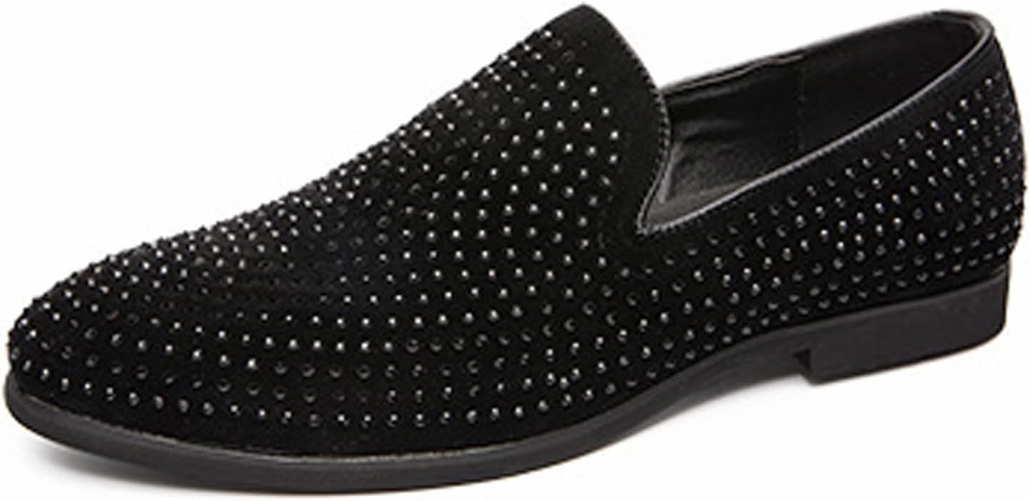 Men's Sparkling Sequins Slip-On Oxford Loafers,Fashion Classic Suede Wedding Party Prom Tuxedo Dress Shoes