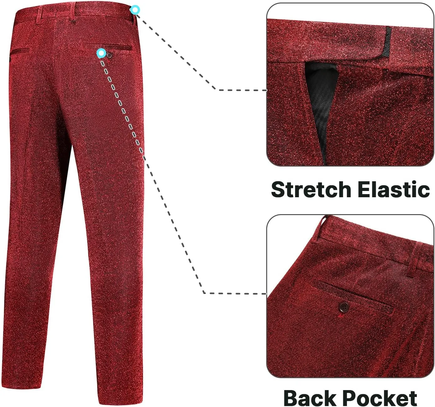 Mens Metallic Pants Night Club Rave Sequin Pants Shiny Slim Fit Trousers Disco Party Outfit