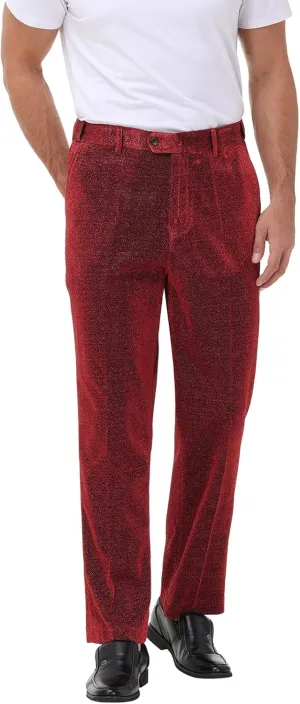 Mens Metallic Pants Night Club Rave Sequin Pants Shiny Slim Fit Trousers Disco Party Outfit