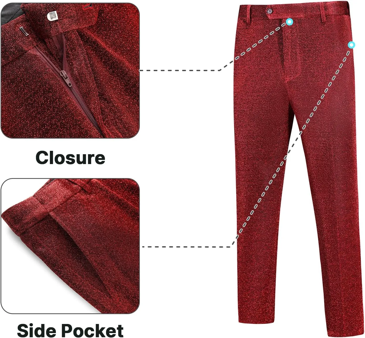 Mens Metallic Pants Night Club Rave Sequin Pants Shiny Slim Fit Trousers Disco Party Outfit