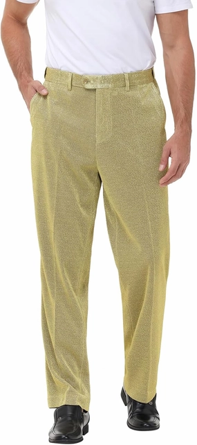 Mens Metallic Pants Night Club Rave Sequin Pants Shiny Slim Fit Trousers Disco Party Outfit