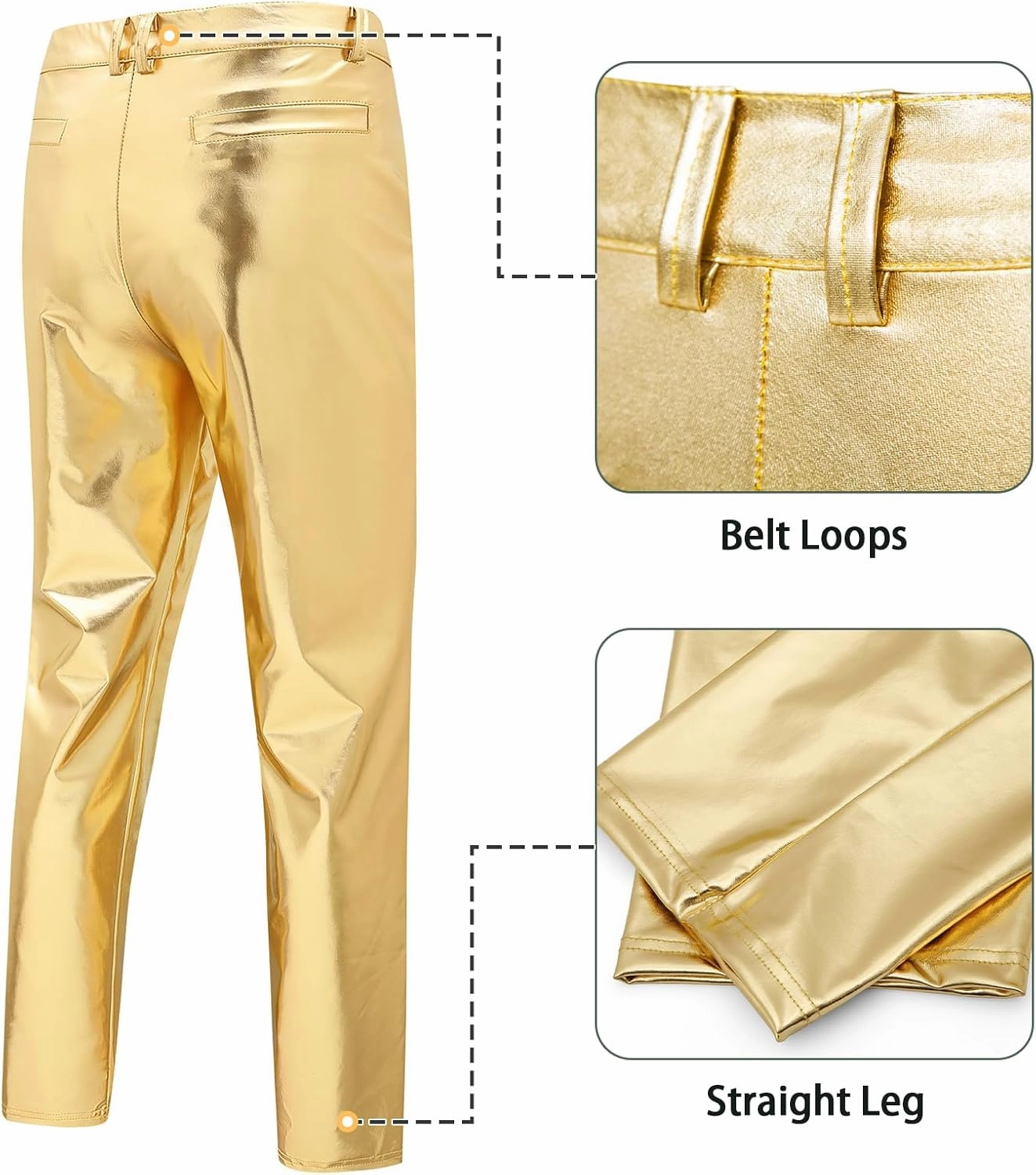 Mens Metallic Pants Night Club Rave Sequin Pants Shiny Slim Fit Trousers Disco Party Outfit