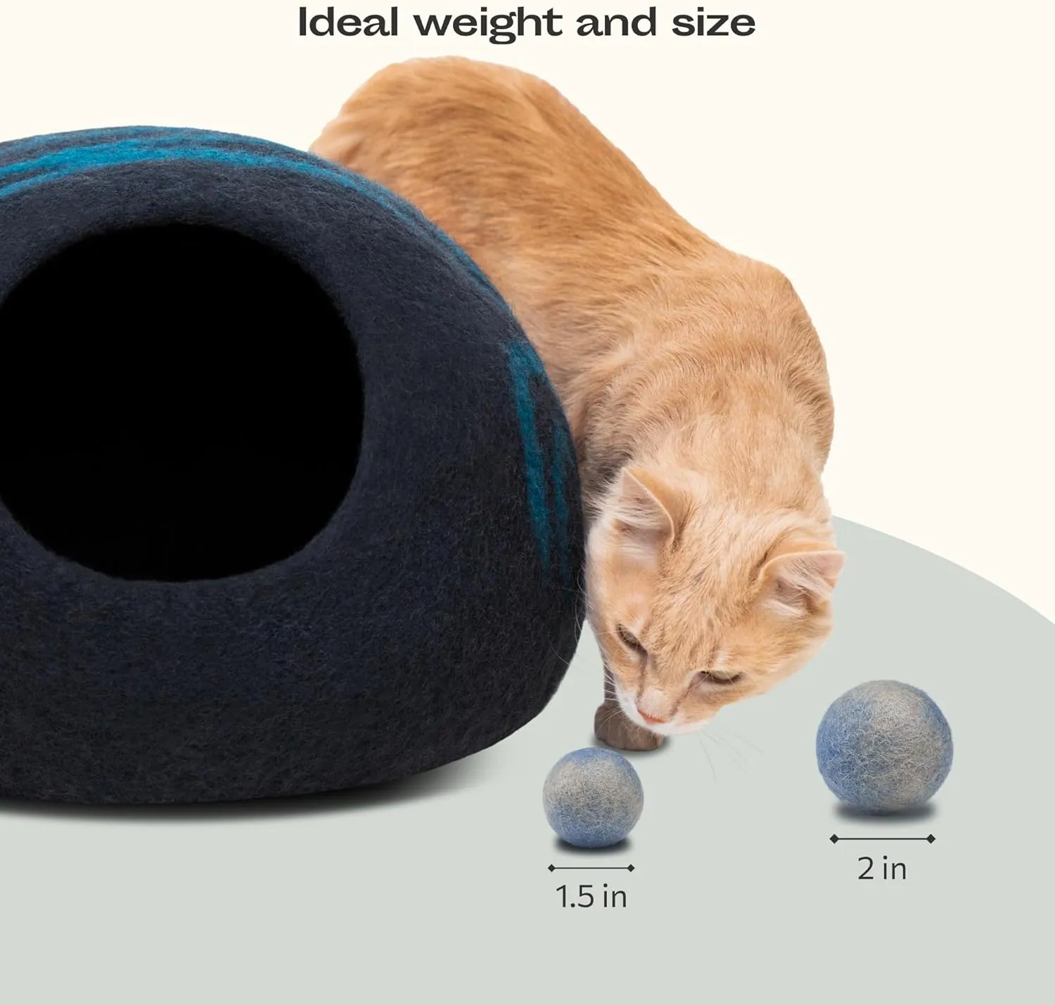 MEOWFIA Wool Ball Toys - 6-Pack of Safe for Cats and Small Dogs Balls - 1.5 Inch Felted Wool Cat Toy and Dog Toy - Perfect with Cat Cave - Silent - Mini Tennis Balls - (1,5in/Grey-Blue)