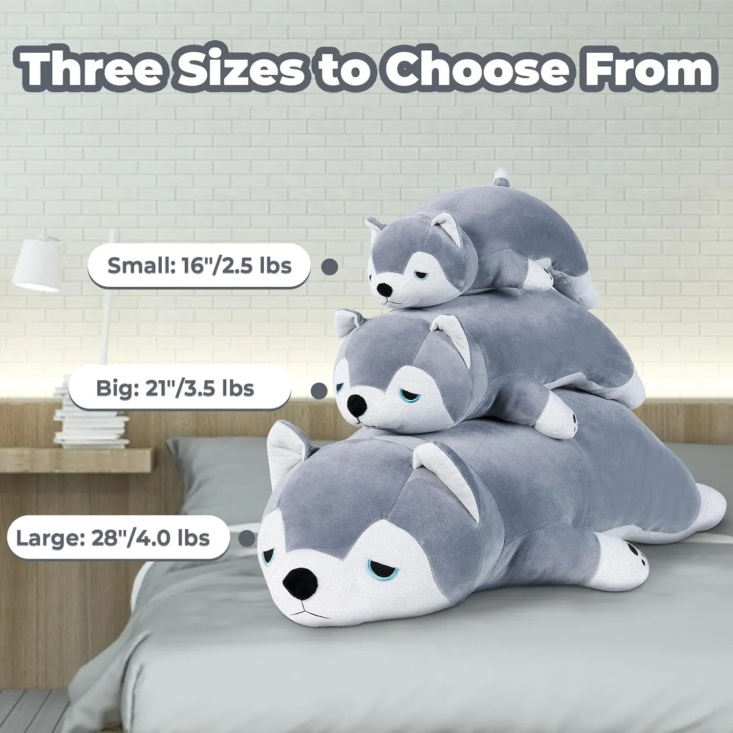 meowtastic Husky Weighted Stuffed Animals - 28 Inch 4.0 Pounds Weighted Plush Huskie Stuffed Animal - Large Husky Toys Pillow - Cute Plush Toy Gifts for Kids & Adults (28" 4.0 lbs)
