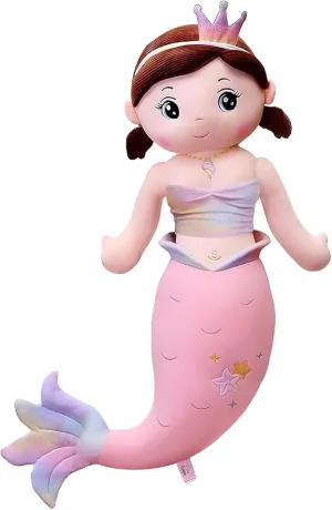 Mermaid Stuffed Animal Plush, 39.4in Cute Soft Pink Hugging Mermaid Plushies Pillow Toys Kawaii Birthday Gift for for Adults Kids Boys Girls
