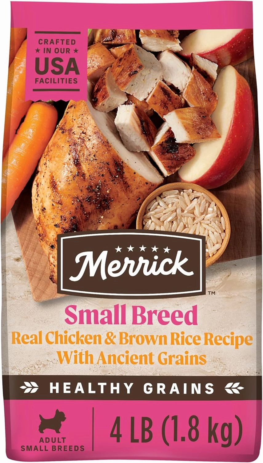 Merrick Healthy Grains Premium Dry Dog Food For Small Dogs, Wholesome and Natural Kibble, Small Breed Recipe - 4.0 lb. Bag