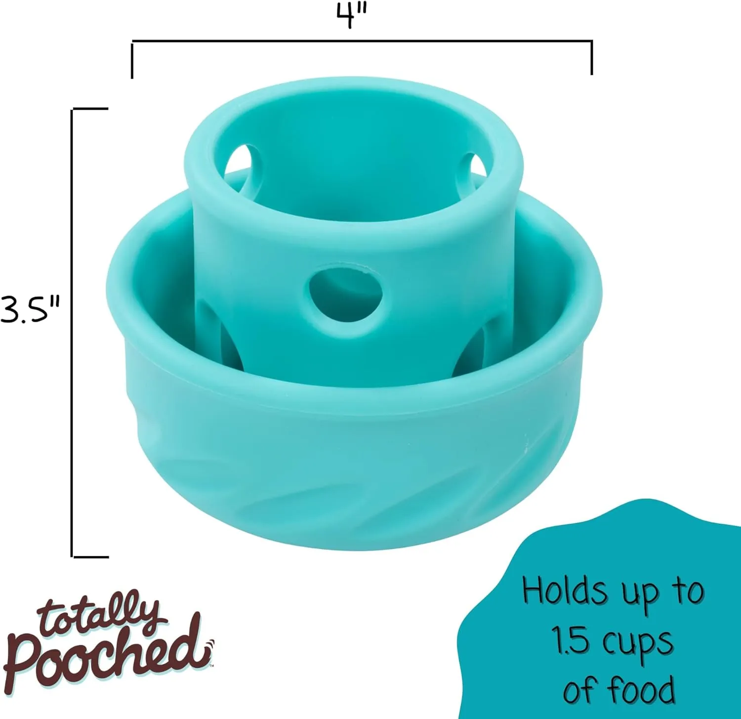 Messy Mutts Totally Pooched Puzzle 'n Play Mushroom (Small) | Interactive Treat Puzzle Toy for Dogs | Durable 3.25”” x 2.5” TPR Dog Toy | Teal