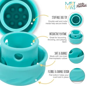 Messy Mutts Totally Pooched Puzzle 'n Play Mushroom (Small) | Interactive Treat Puzzle Toy for Dogs | Durable 3.25”” x 2.5” TPR Dog Toy | Teal