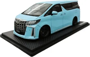 Metal Die Cast Toy Cars 1 18 for Toyota Elfa Alphard H30W Simulation Resin Car Model Adult Collectible Ornament Blue Pink for Home Or Office Décor(Blue)