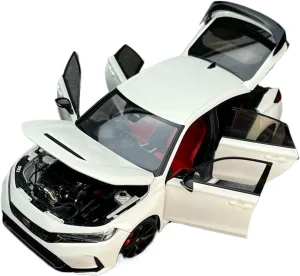 Metal Die Cast Toy Cars 1:18 for Honda Civic Type R FL5 Off-White Alloy Fully Open Adult Men's Collectible Ornaments for Home Or Office Décor