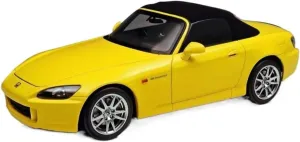 Metal Die Cast Toy Cars 1:18 for Honda S2000 (AP2) Yellow Alloy Full Open Vehicle Decoration Ornaments Adult Model Car for Home Or Office Décor