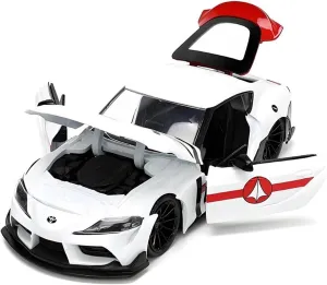 Metal Die Cast Toy Cars 1:24 for Toyota Supra GR 2020 White Small Scale Landscape Street Layout Three-Dimensional Model Car for Home Or Office Décor